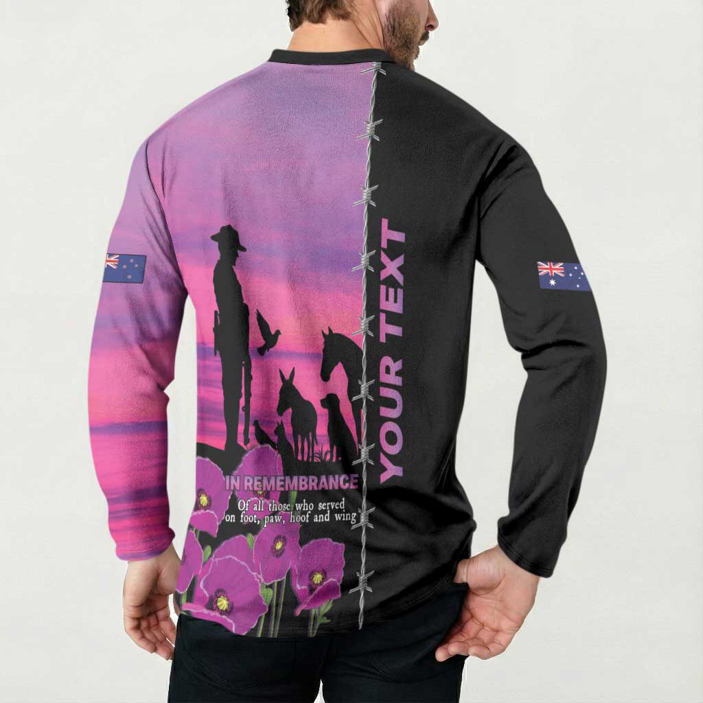 Personalised ANZAC War Animals Button Sweatshirt Lest We Forget Memorial