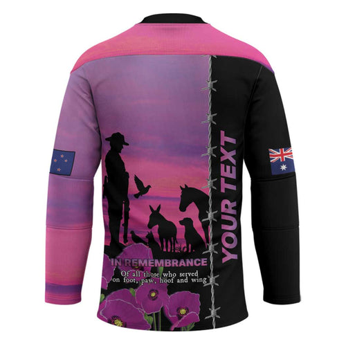 Personalised ANZAC War Animals Hockey Jersey Lest We Forget Memorial