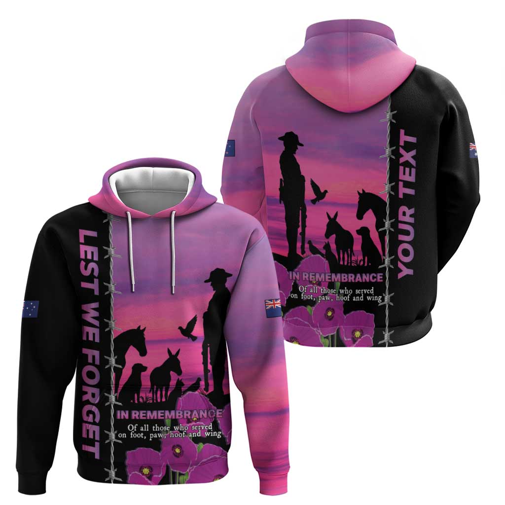 Personalised ANZAC War Animals Hoodie Lest We Forget Memorial