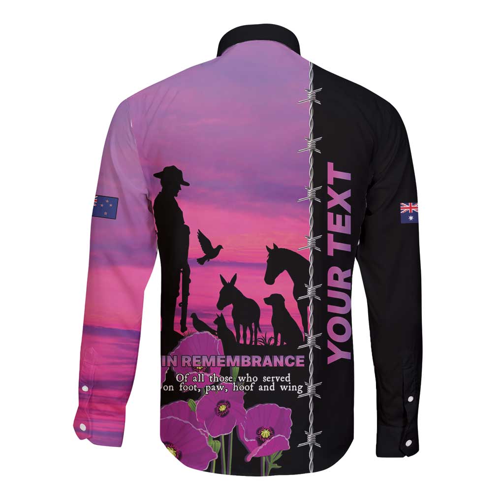 Personalised ANZAC War Animals Long Sleeve Button Shirt Lest We Forget Memorial