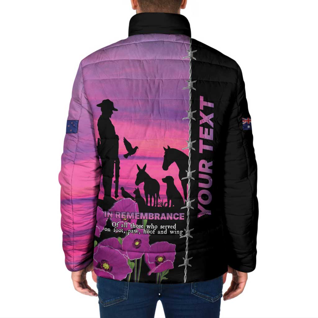 Personalised ANZAC War Animals Padded Jacket Lest We Forget Memorial