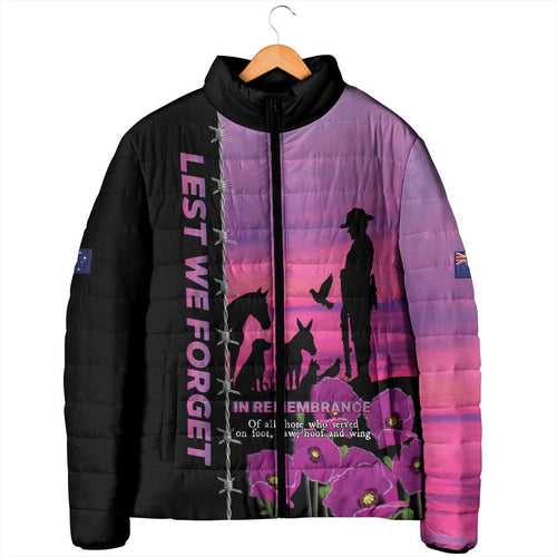 Personalised ANZAC War Animals Padded Jacket Lest We Forget Memorial