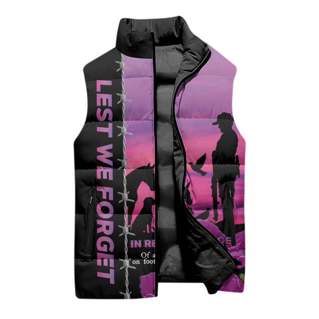 Personalised ANZAC War Animals Sleeveless Puffer Jacket Lest We Forget Memorial