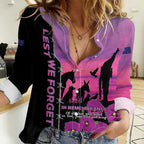 Personalised ANZAC War Animals Women Casual Shirt Lest We Forget Memorial