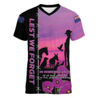 Personalised ANZAC War Animals Women V-Neck T-Shirt Lest We Forget Memorial