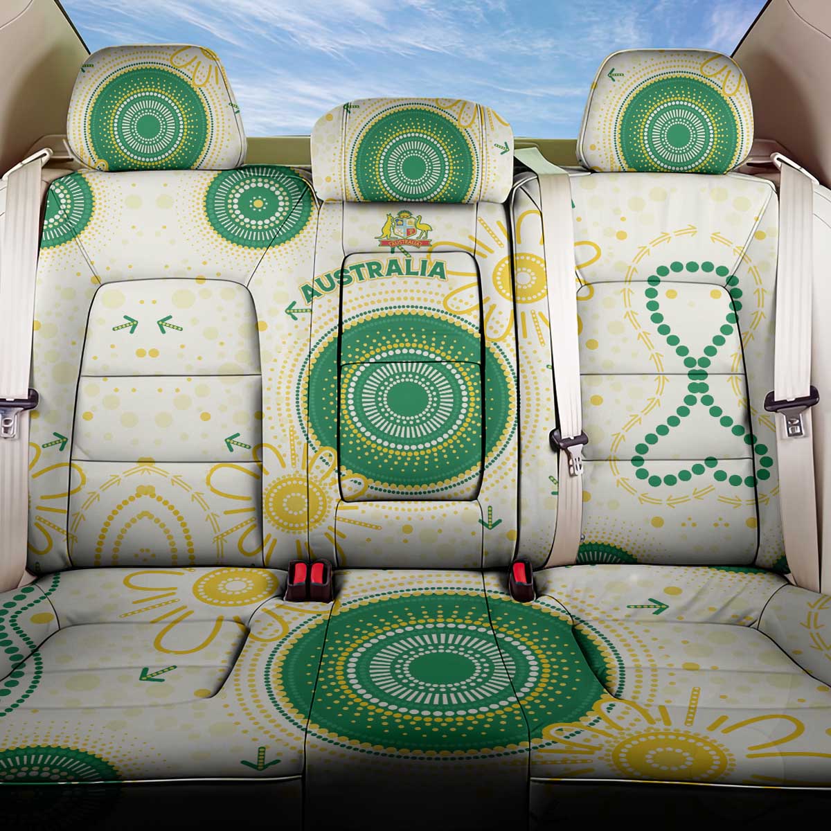 Australia Cricket Back Car Seat Cover Aboriginal Pattern - Aussie Hoodie