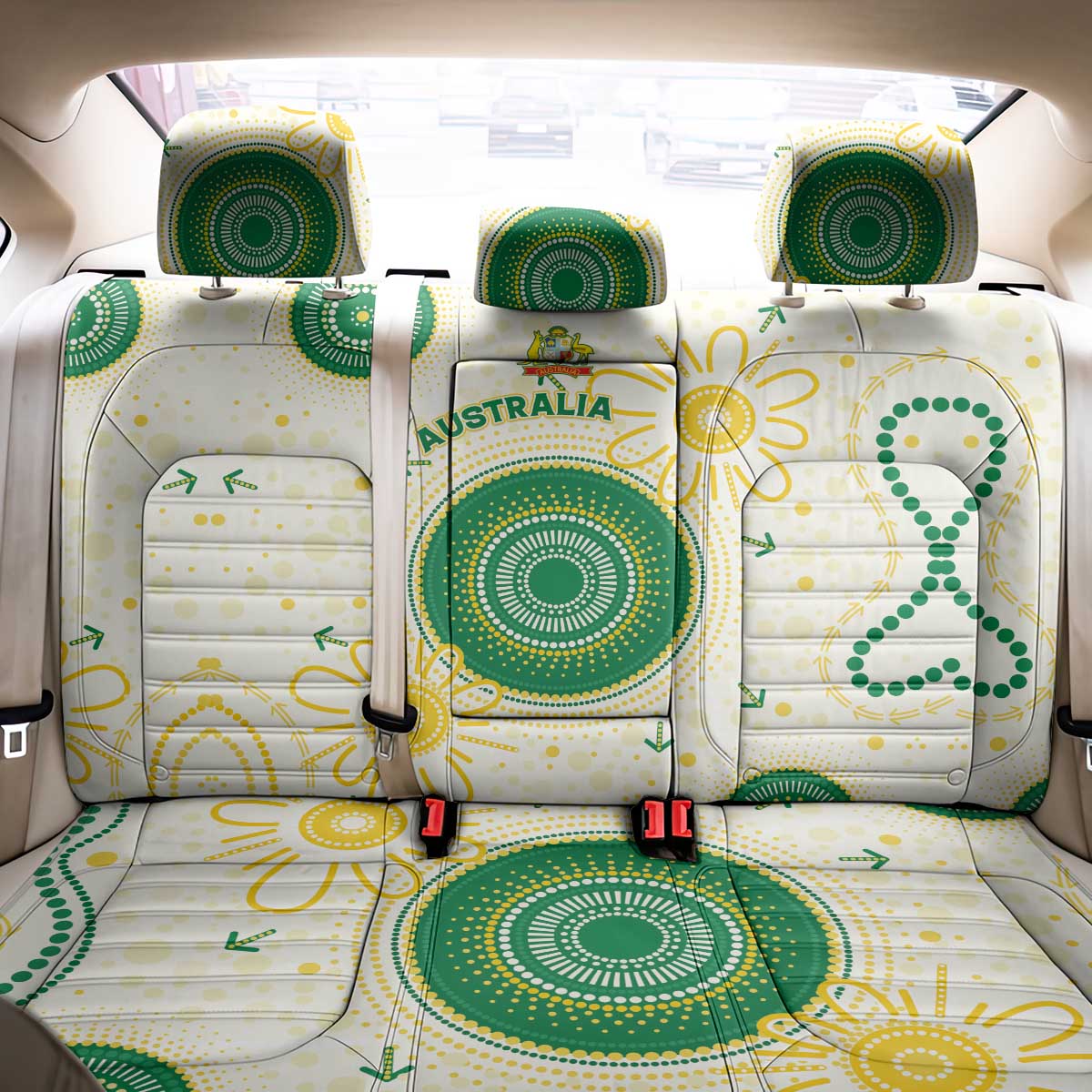 Australia Cricket Back Car Seat Cover Aboriginal Pattern - Aussie Hoodie