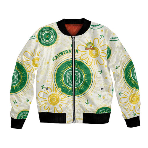 Custom Australia Cricket Bomber Jacket Aboriginal Pattern - Aussie Hoodie