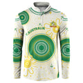 Custom Australia Cricket Button Sweatshirt Aboriginal Pattern - Aussie Hoodie
