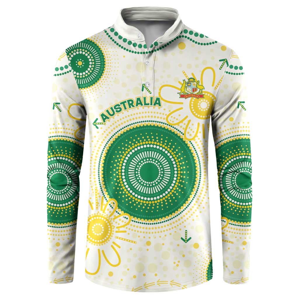 Custom Australia Cricket Button Sweatshirt Aboriginal Pattern - Aussie Hoodie