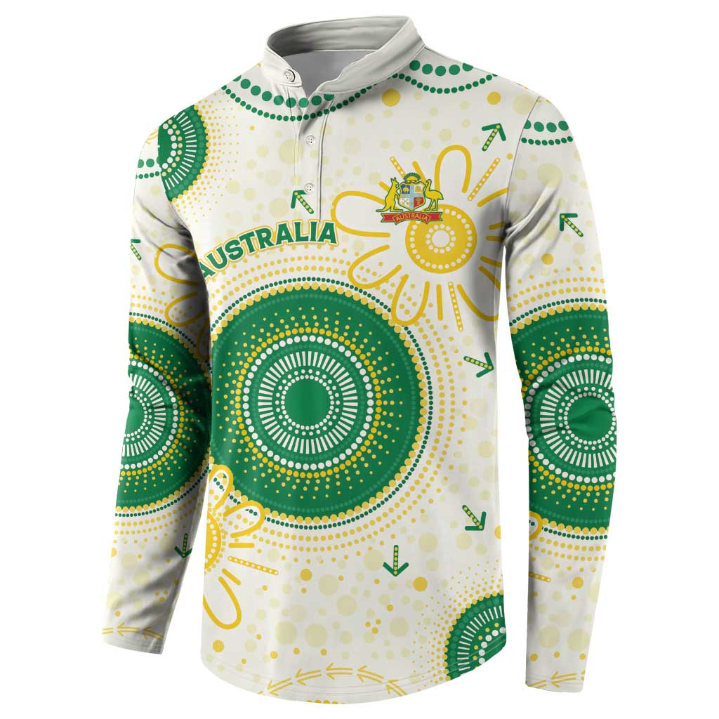 Custom Australia Cricket Button Sweatshirt Aboriginal Pattern - Aussie Hoodie