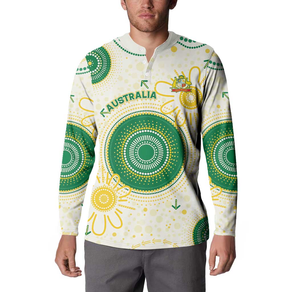 Custom Australia Cricket Button Sweatshirt Aboriginal Pattern - Aussie Hoodie