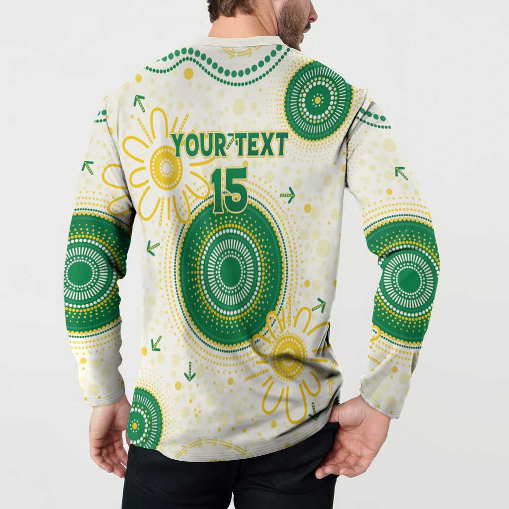 Custom Australia Cricket Button Sweatshirt Aboriginal Pattern - Aussie Hoodie