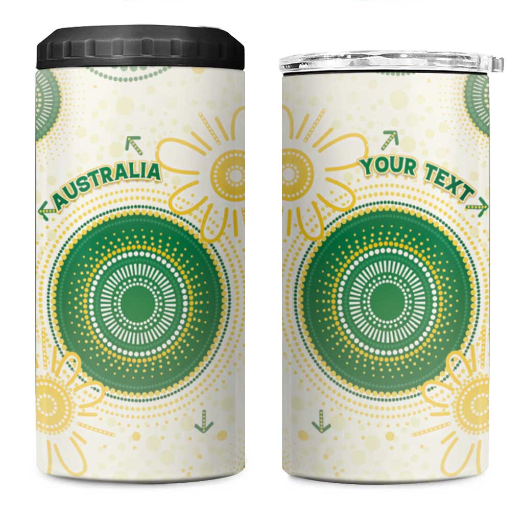 Custom Australia Cricket 4 in 1 Can Cooler Tumbler Aboriginal Pattern - Aussie Hoodie