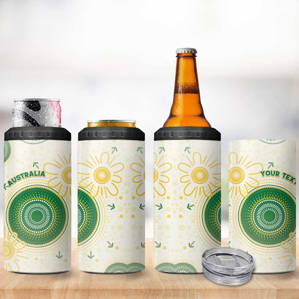 Custom Australia Cricket 4 in 1 Can Cooler Tumbler Aboriginal Pattern - Aussie Hoodie