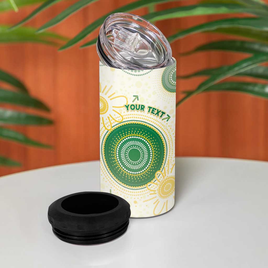 Custom Australia Cricket 4 in 1 Can Cooler Tumbler Aboriginal Pattern - Aussie Hoodie
