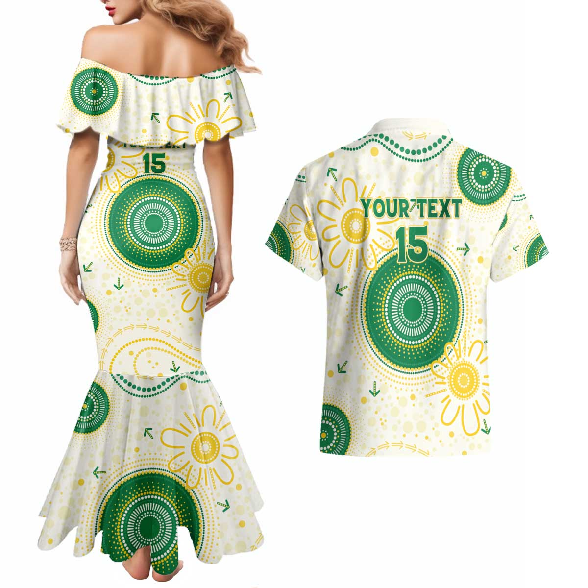 Custom Australia Cricket Couples Matching Mermaid Dress and Hawaiian Shirt Aboriginal Pattern - Aussie Hoodie