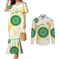 Custom Australia Cricket Couples Matching Mermaid Dress and Long Sleeve Button Shirt Aboriginal Pattern - Aussie Hoodie