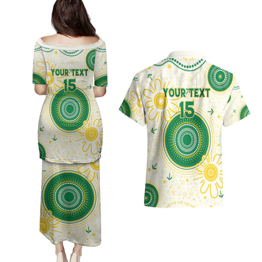 Custom Australia Cricket Couples Matching Puletasi and Hawaiian Shirt Aboriginal Pattern - Aussie Hoodie