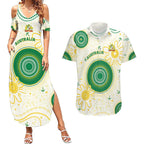 Custom Australia Cricket Couples Matching Summer Maxi Dress and Hawaiian Shirt Aboriginal Pattern - Aussie Hoodie