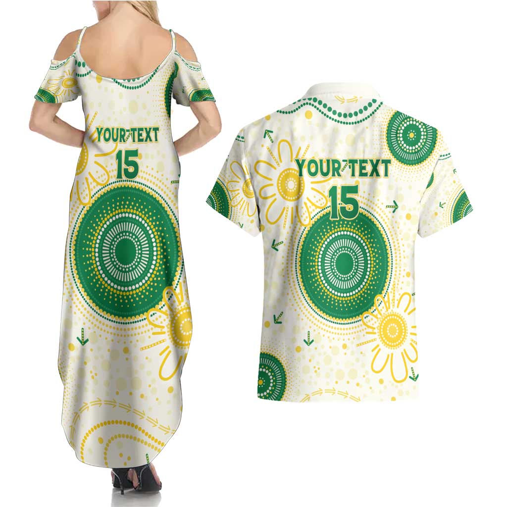 Custom Australia Cricket Couples Matching Summer Maxi Dress and Hawaiian Shirt Aboriginal Pattern - Aussie Hoodie