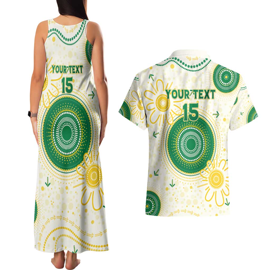 Custom Australia Cricket Couples Matching Tank Maxi Dress and Hawaiian Shirt Aboriginal Pattern - Aussie Hoodie