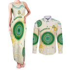 Custom Australia Cricket Couples Matching Tank Maxi Dress and Long Sleeve Button Shirt Aboriginal Pattern - Aussie Hoodie