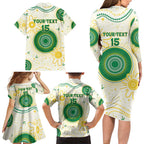 Custom Australia Cricket Family Matching Long Sleeve Bodycon Dress and Hawaiian Shirt Aboriginal Pattern - Aussie Hoodie