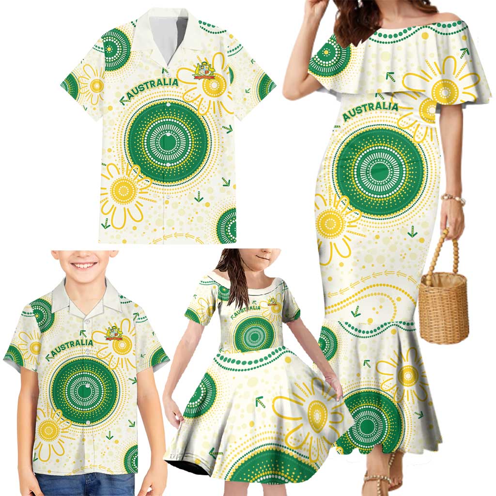 Custom Australia Cricket Family Matching Mermaid Dress and Hawaiian Shirt Aboriginal Pattern - Aussie Hoodie