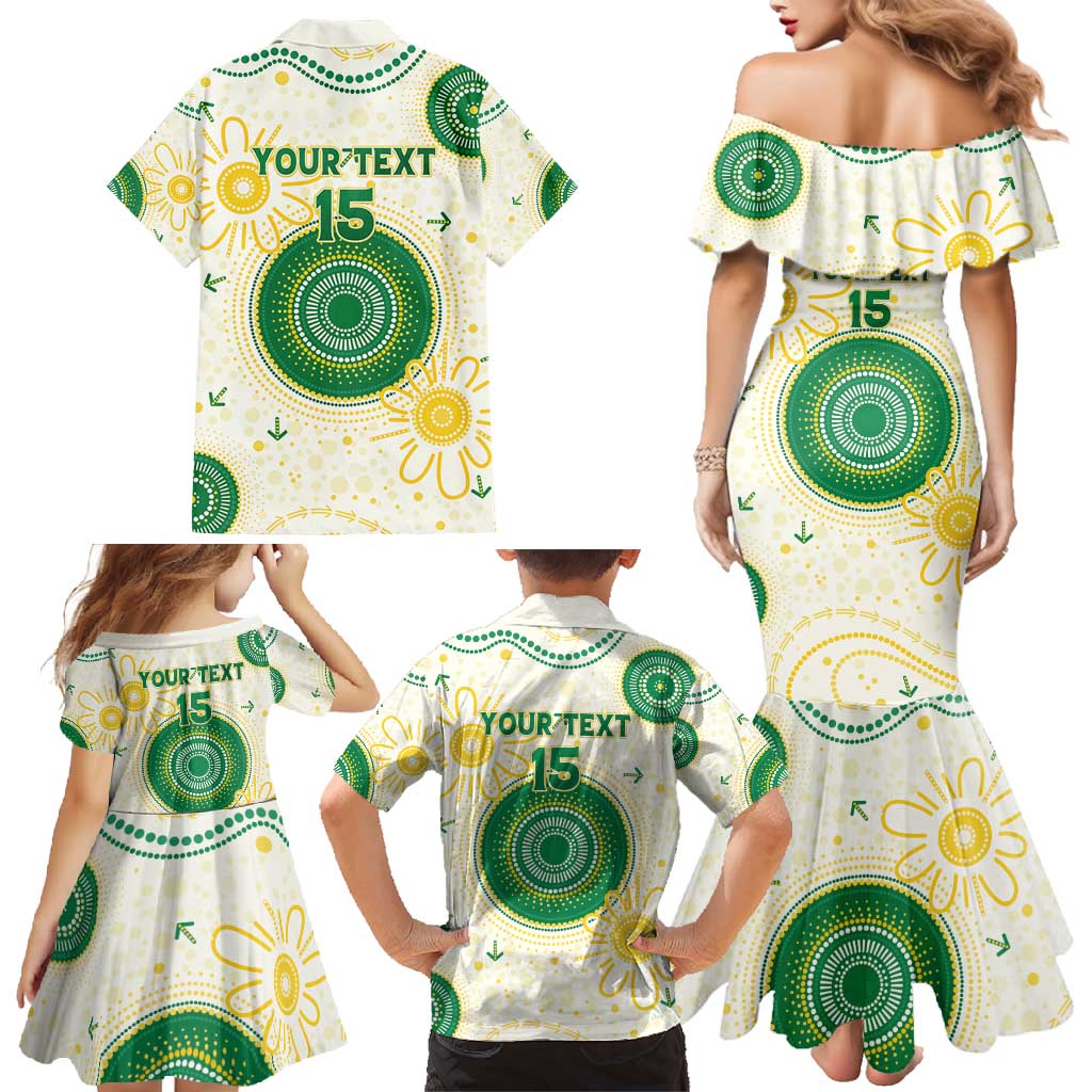 Custom Australia Cricket Family Matching Mermaid Dress and Hawaiian Shirt Aboriginal Pattern - Aussie Hoodie