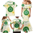 Custom Australia Cricket Family Matching Mermaid Dress and Hawaiian Shirt Aboriginal Pattern - Aussie Hoodie