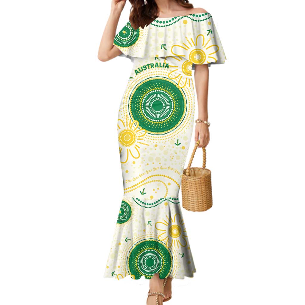 Custom Australia Cricket Family Matching Mermaid Dress and Hawaiian Shirt Aboriginal Pattern - Aussie Hoodie