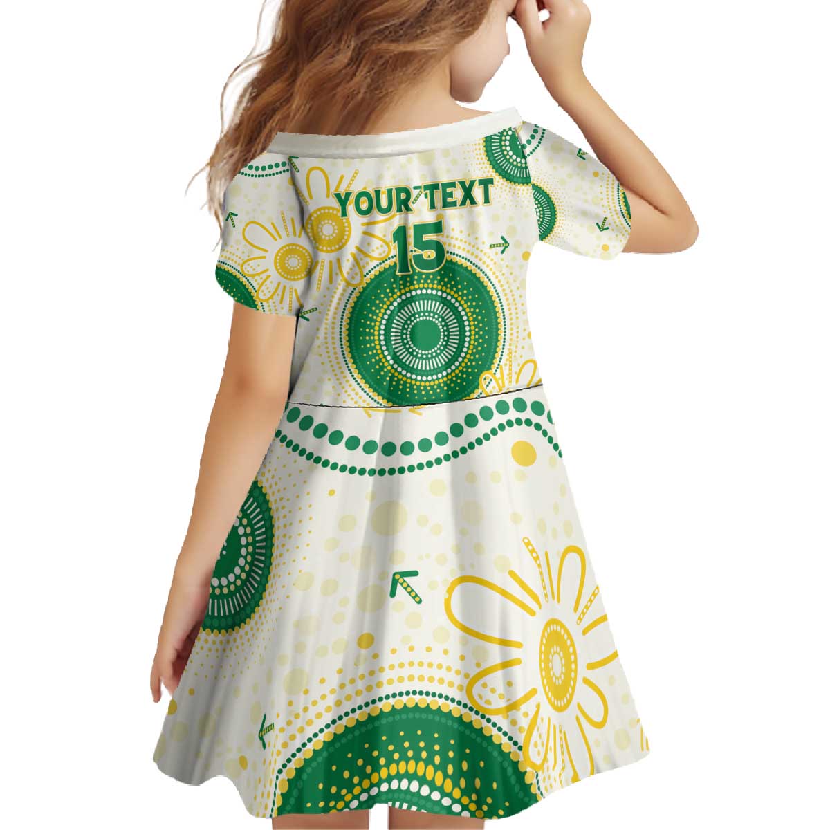 Custom Australia Cricket Family Matching Off The Shoulder Long Sleeve Dress and Hawaiian Shirt Aboriginal Pattern - Aussie Hoodie