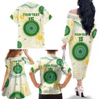 Custom Australia Cricket Family Matching Off The Shoulder Long Sleeve Dress and Hawaiian Shirt Aboriginal Pattern - Aussie Hoodie
