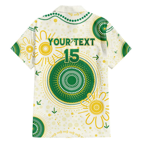 Custom Australia Cricket Family Matching Off The Shoulder Long Sleeve Dress and Hawaiian Shirt Aboriginal Pattern - Aussie Hoodie