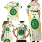 Custom Australia Cricket Family Matching Off Shoulder Maxi Dress and Hawaiian Shirt Aboriginal Pattern - Aussie Hoodie