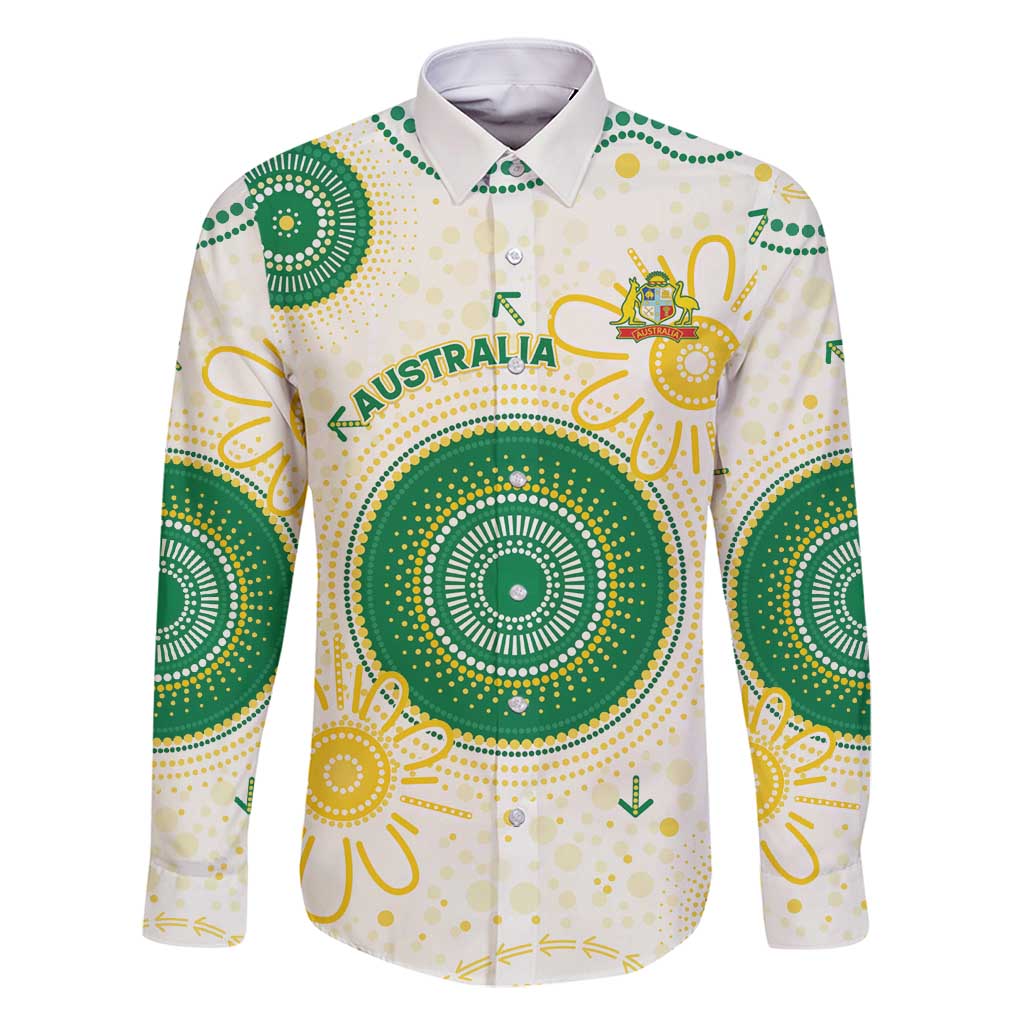Custom Australia Cricket Family Matching Off Shoulder Maxi Dress and Hawaiian Shirt Aboriginal Pattern - Aussie Hoodie