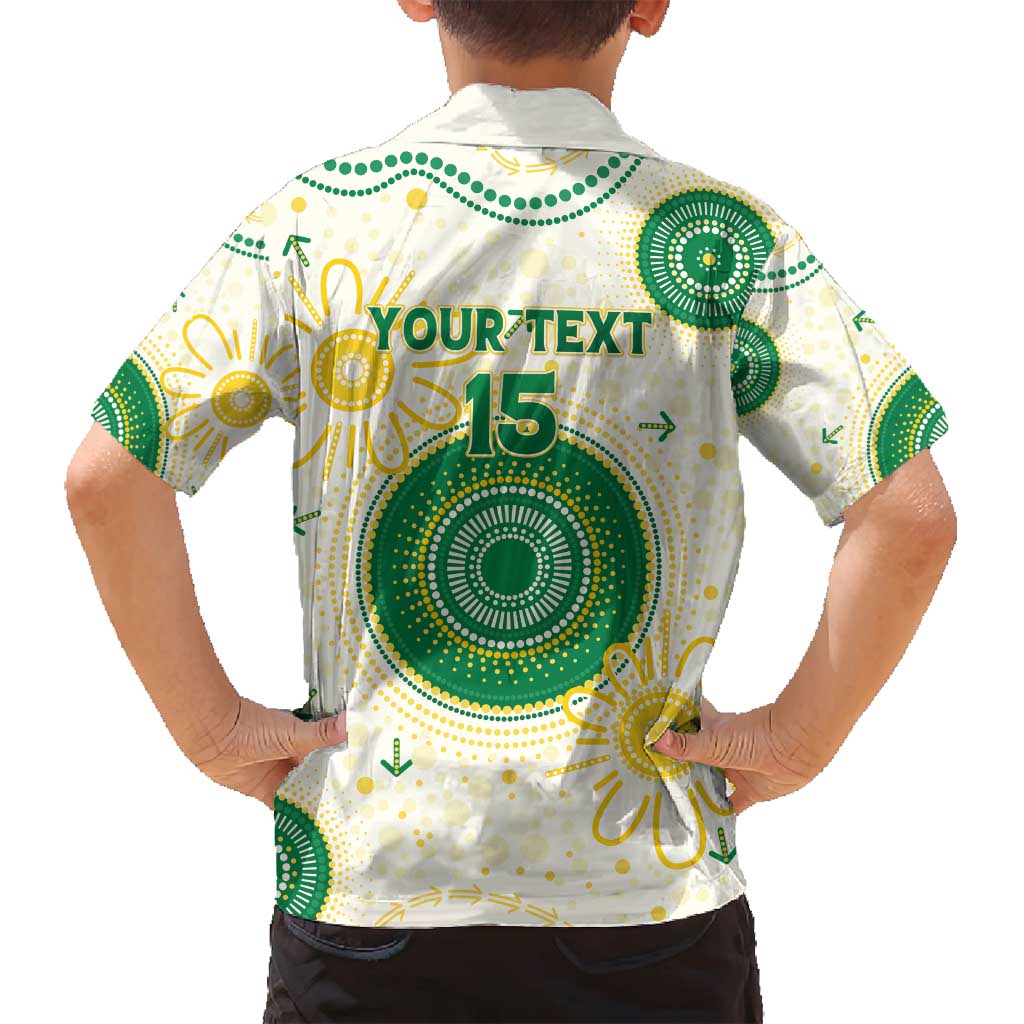 Custom Australia Cricket Family Matching Off Shoulder Short Dress and Hawaiian Shirt Aboriginal Pattern - Aussie Hoodie