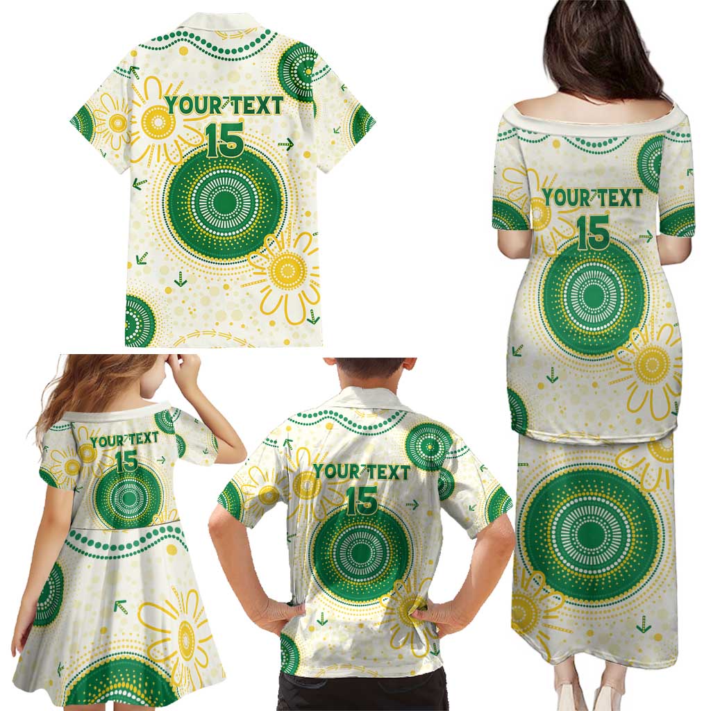 Custom Australia Cricket Family Matching Puletasi and Hawaiian Shirt Aboriginal Pattern - Aussie Hoodie