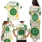 Custom Australia Cricket Family Matching Puletasi and Hawaiian Shirt Aboriginal Pattern - Aussie Hoodie