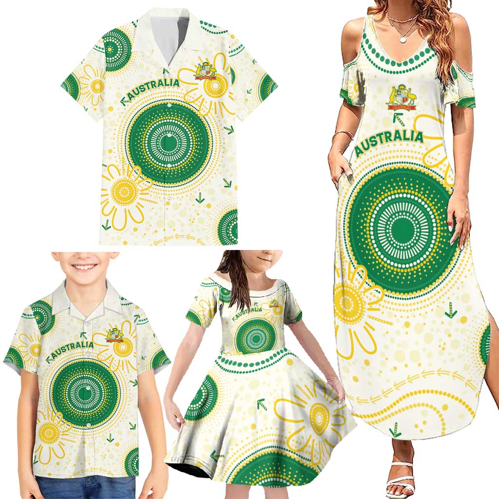 Custom Australia Cricket Family Matching Summer Maxi Dress and Hawaiian Shirt Aboriginal Pattern - Aussie Hoodie