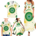 Custom Australia Cricket Family Matching Summer Maxi Dress and Hawaiian Shirt Aboriginal Pattern - Aussie Hoodie