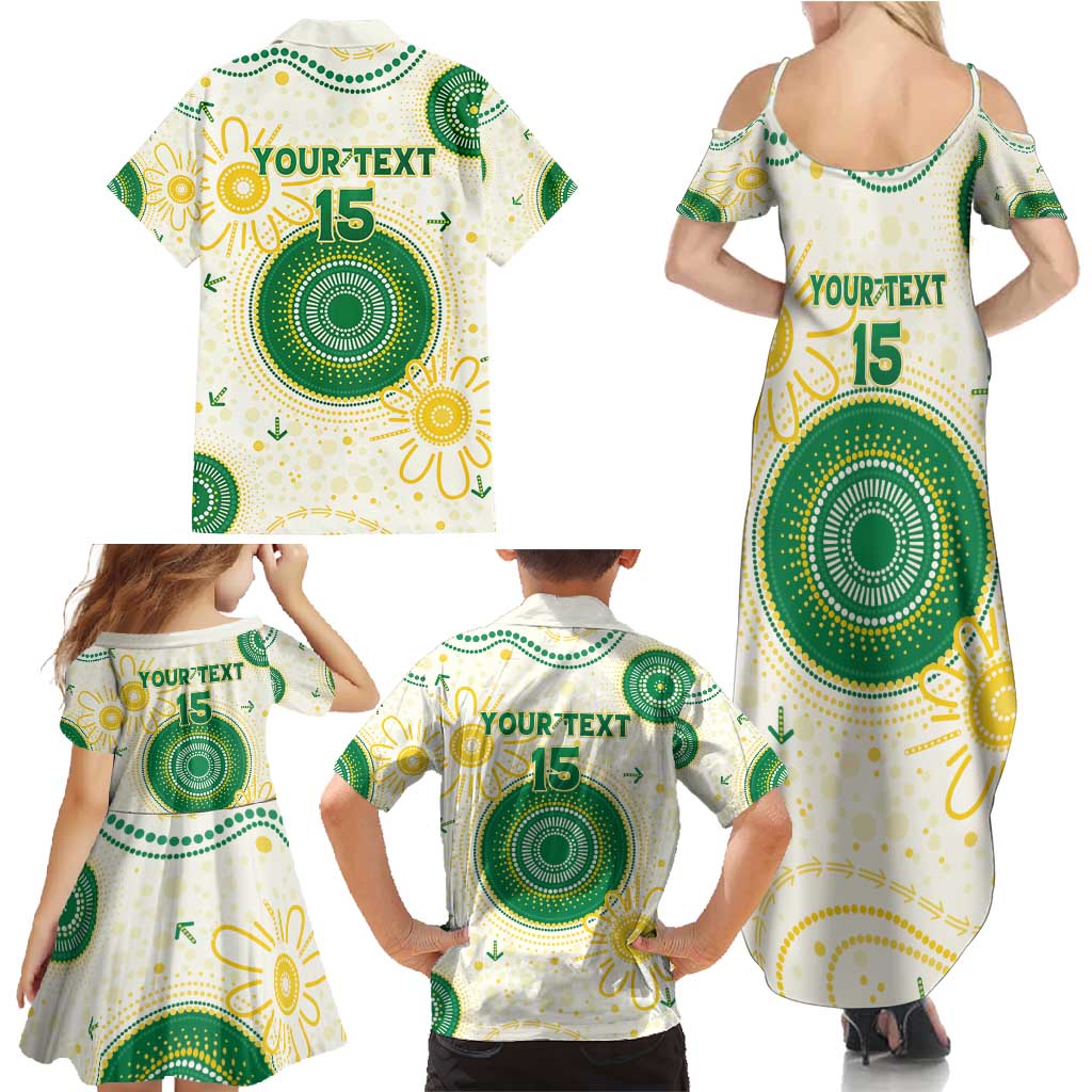 Custom Australia Cricket Family Matching Summer Maxi Dress and Hawaiian Shirt Aboriginal Pattern - Aussie Hoodie