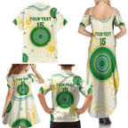 Custom Australia Cricket Family Matching Summer Maxi Dress and Hawaiian Shirt Aboriginal Pattern - Aussie Hoodie