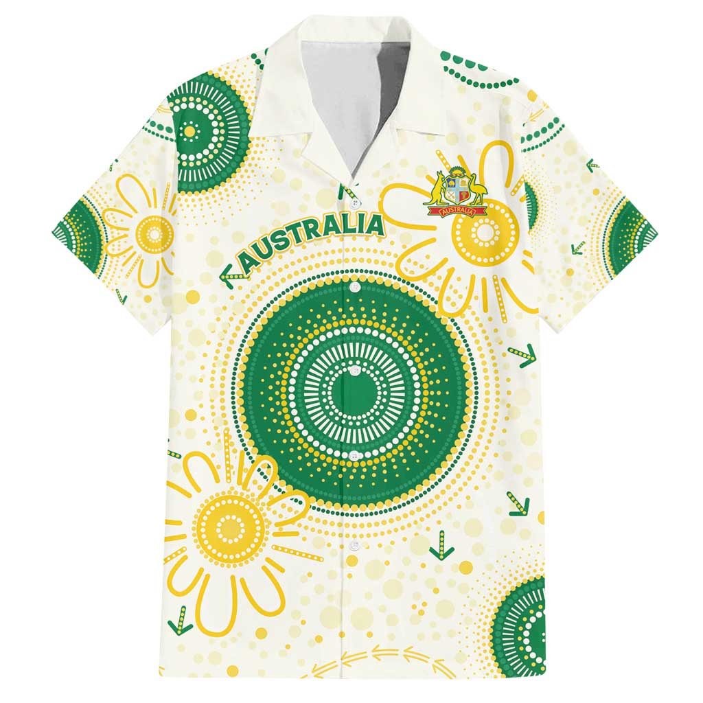 Custom Australia Cricket Family Matching Summer Maxi Dress and Hawaiian Shirt Aboriginal Pattern - Aussie Hoodie