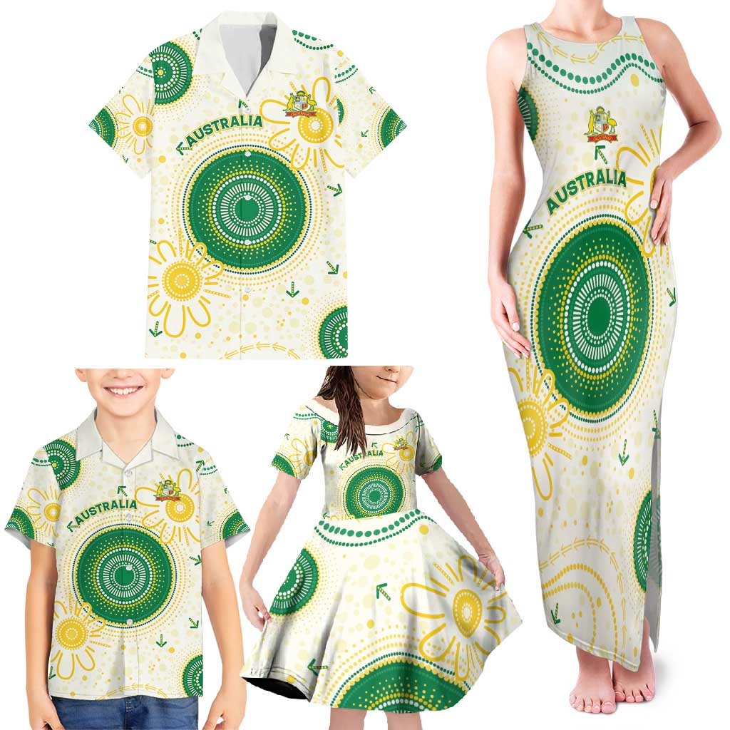Custom Australia Cricket Family Matching Tank Maxi Dress and Hawaiian Shirt Aboriginal Pattern - Aussie Hoodie