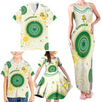 Custom Australia Cricket Family Matching Tank Maxi Dress and Hawaiian Shirt Aboriginal Pattern - Aussie Hoodie