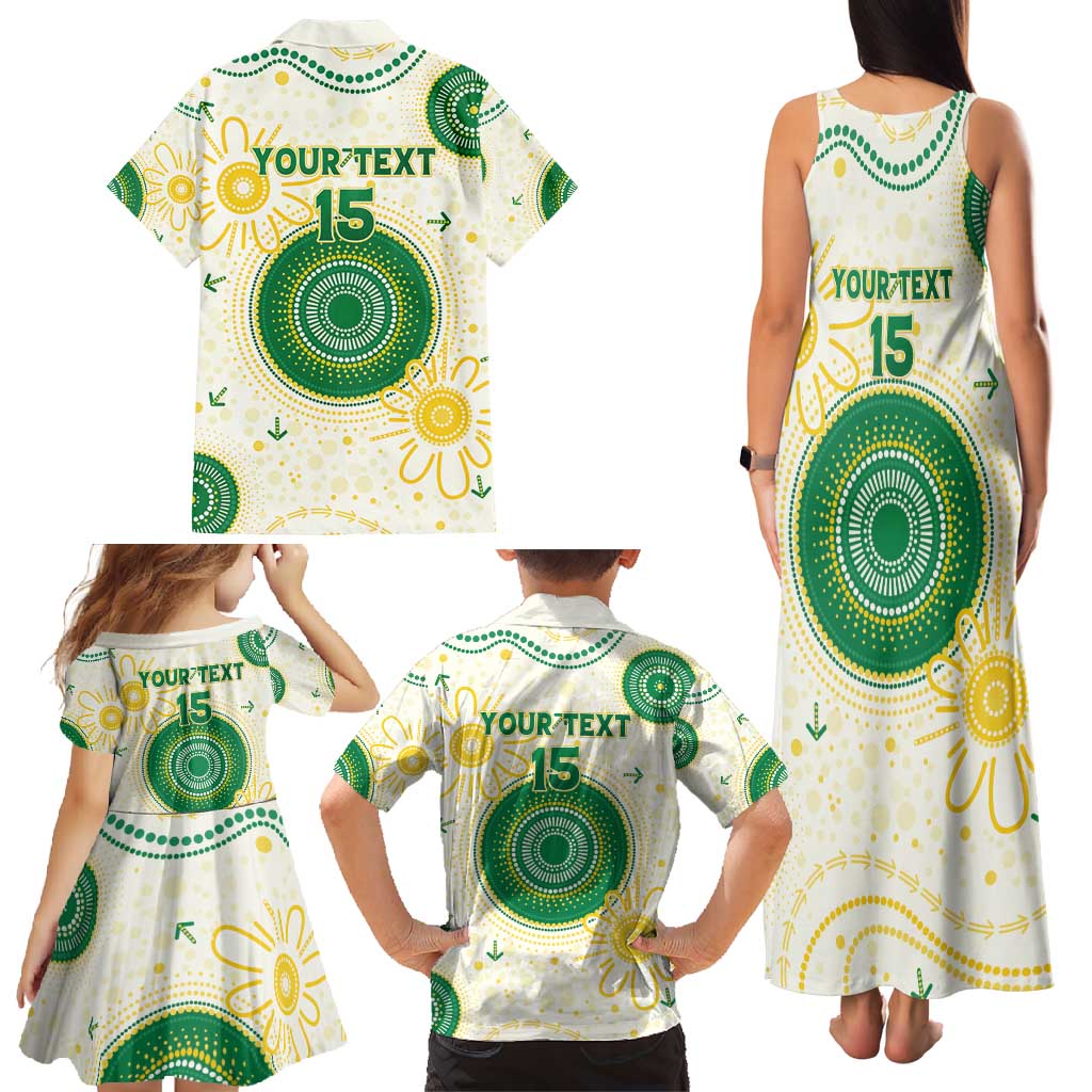 Custom Australia Cricket Family Matching Tank Maxi Dress and Hawaiian Shirt Aboriginal Pattern - Aussie Hoodie