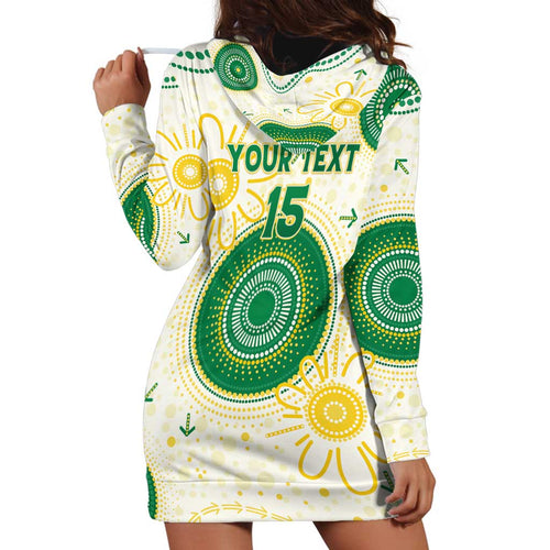 Custom Australia Cricket Hoodie Dress Aboriginal Pattern - Aussie Hoodie