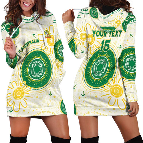 Custom Australia Cricket Hoodie Dress Aboriginal Pattern - Aussie Hoodie